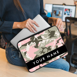 Capa Para Notebook Camuflagem rosa e verde Seu nome personaliza