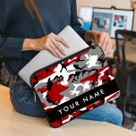 Capa Para Notebook Camuflagem Vermelha e Cinza Seu nome Personaliza<br><div class="desc">Padrão de camuflagem elegante,  na moda e sofisticado em cor vermelha e cinza. Presente moderno e moderno,  perfeito para o amante militar em sua vida. Personalize adicionando o seu nome,  apelido,  monograma ou iniciais.</div>