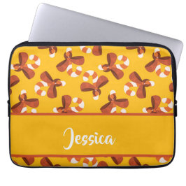 Capa Para Notebook Cana doce embrulhada com padrão de arco vermelho