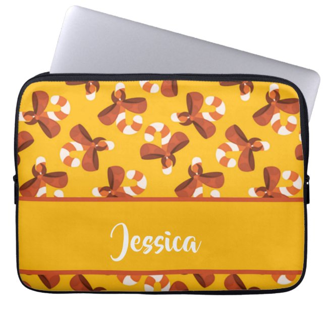 Capa Para Notebook Cana doce embrulhada com padrão de arco vermelho (Frente)