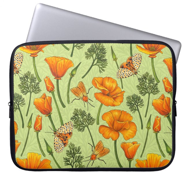 Capa Para Notebook Canecas da Califórnia e mariposas no orvalho (Frente)
