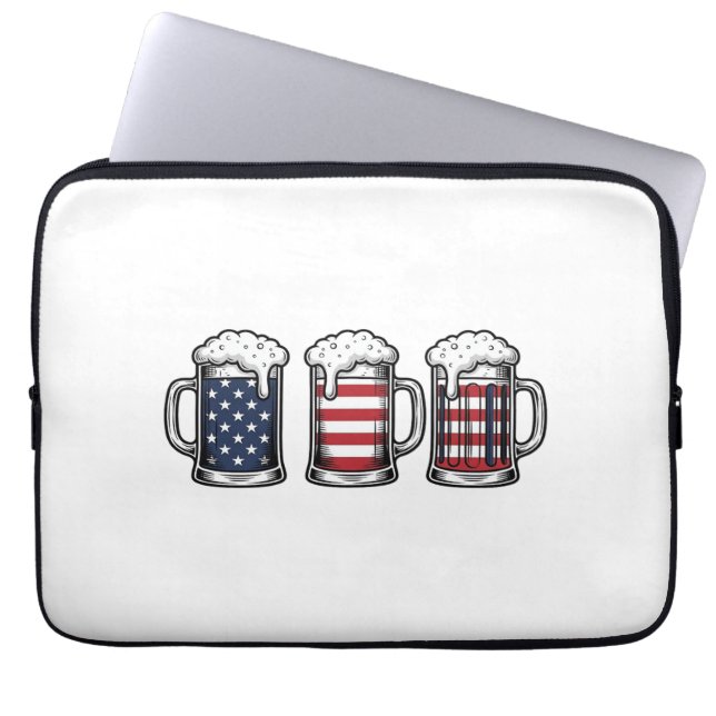 Capa Para Notebook Canecas de Cerveja Patrióticas Design de Camisa Ve (Frente)