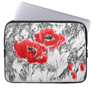 Capa Para Notebook Caneta desenhada mão desenhada estaca vermelha flo