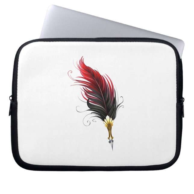 Capa Para Notebook Caneta pena de pena vermelha com ponta de ouro (Frente)