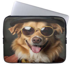 Capa Para Notebook Caniche souriant habillé en humain