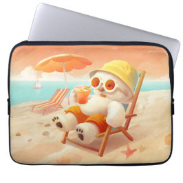 Capa Para Notebook Canino de Sorriso - Modo de Praia Ativado