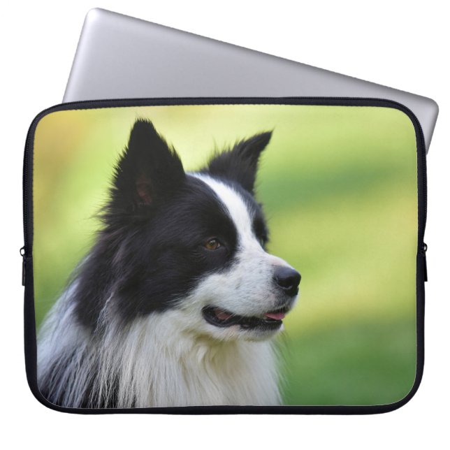 Capa Para Notebook Cão Border Collie Preto e Branco (Frente)