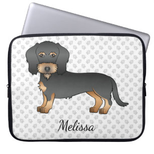 Capa Para Notebook Cão De Dachshund Com Cabos Pretos E Tan