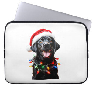 Capa Para Notebook Cão de pijama de luz de árvore de Natal Labrador L