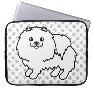 Capa Para Notebook Cão e patas brancas Pomeranianas