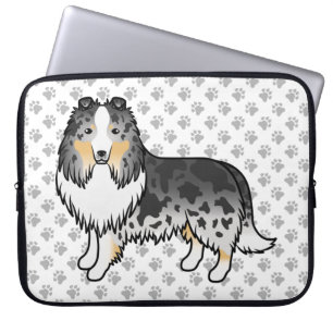 Capa Para Notebook Cão e patas de cartografia de Sheepdog Blue Merle
