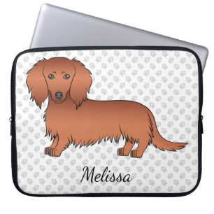 Capa Para Notebook Cão e Texto do Cartoon de Cabelo Longo Vermelho