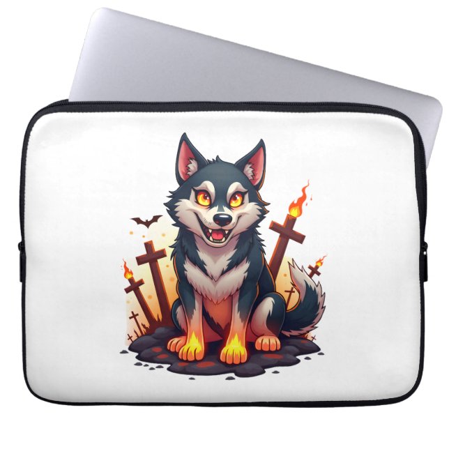 Capa Para Notebook Cão Husky Hellhound (Frente)