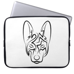 Capa Para Notebook Cão Negro e Tribal Branco