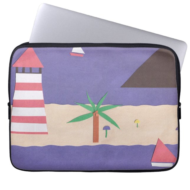 Capa Para Notebook Capa de computador com uma cena de praia (Frente)