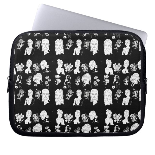 Capa Para Notebook Capa MULHERES E FLORES (B&W) (Frente)