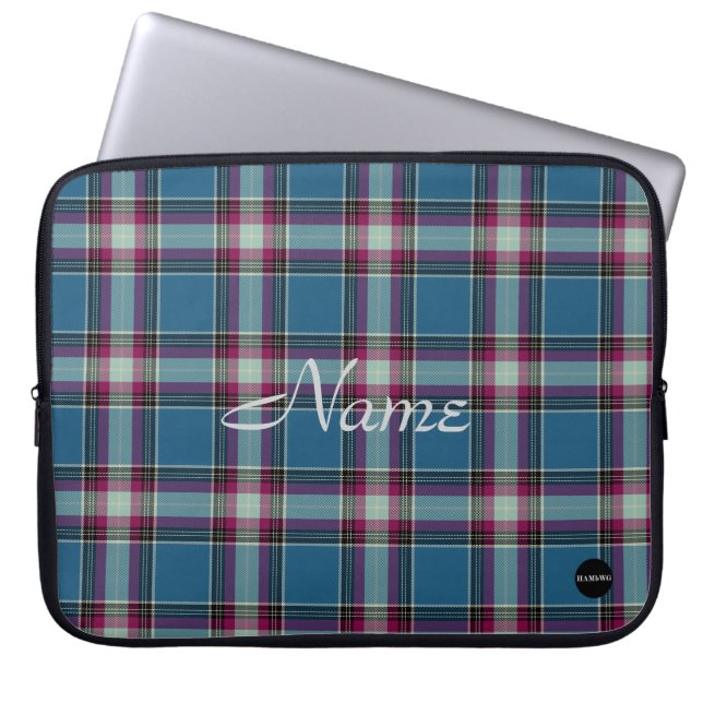 Capa Para Notebook Capas de computador - HAMbyWG Azul com Xadrez rosa (Frente)