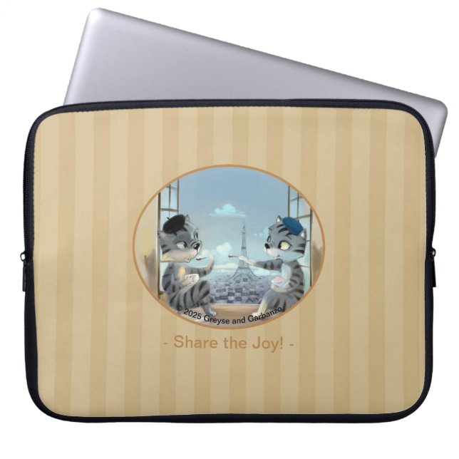 Capa Para Notebook Capas de Laptop Cats & Torre Eiffel - Paris Joy (Frente)