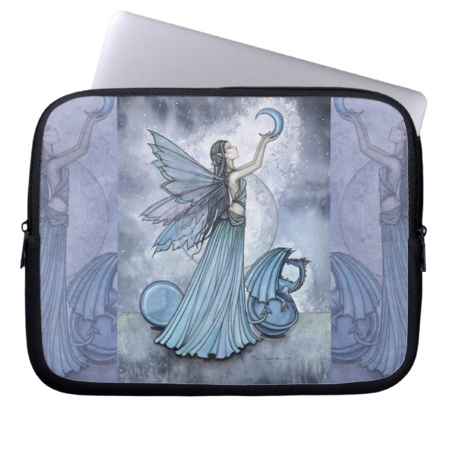 Capa Para Notebook Capas de Laptop Fada e Dragão Tons de Azul (Frente)