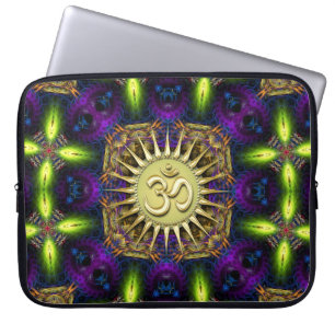 Capa Para Notebook Capas de Laptop Tapeçaria Fractal Roxa Verde OM