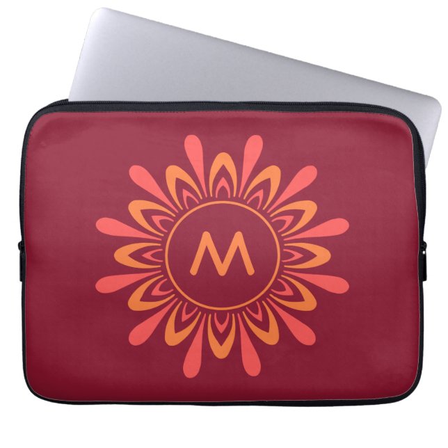 Capa Para Notebook Capas personalizadas de monograma de padrão Sun es (Frente)