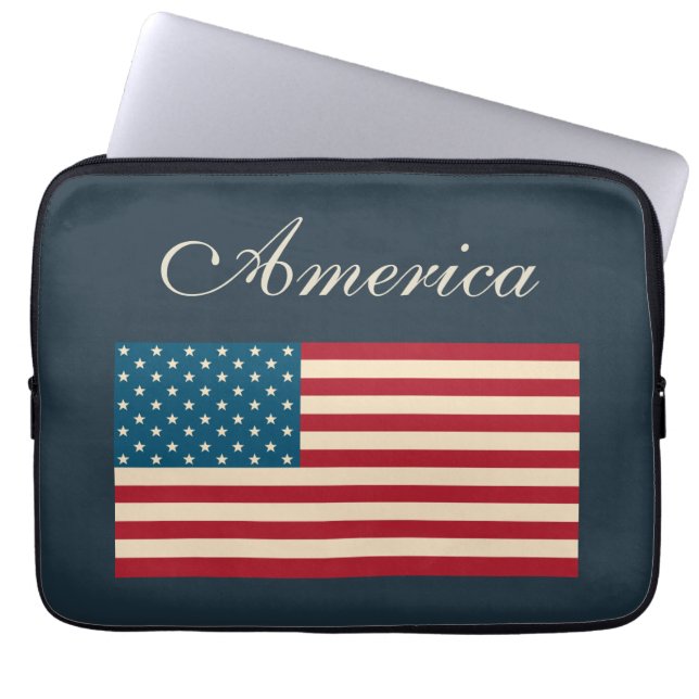 Capa Para Notebook Capinha de Laptop Bandeira Americana Rústica (Frente)