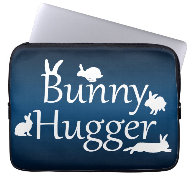 Capa Para Notebook Capinha de Laptop Bunny Hugger (Azul Escuro/Claro) (Frente)