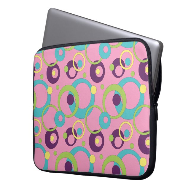 Capa Para Notebook Capinha de Laptop Círculos Rosa Funky (Frente Esquerda)