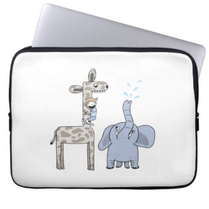 Capa Para Notebook Capinha de Laptop com Girafa e Elefante Fofos
