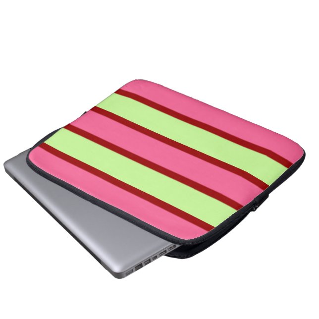 Capa Para Notebook Capinha de Laptop com Listras Rosa e Verde-Menta (Frente Inferior)