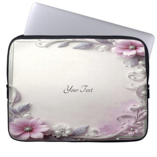Capa Para Notebook Capinha de Laptop com Moldura Floral Rosa