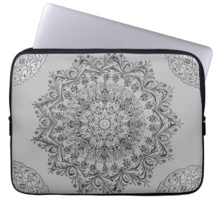 Capa Para Notebook Capinha de Laptop com Padrão Mandala Prateado Eleg