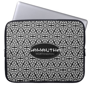 Capa Para Notebook Capinha de Laptop com padrão Tribal Preto Prata