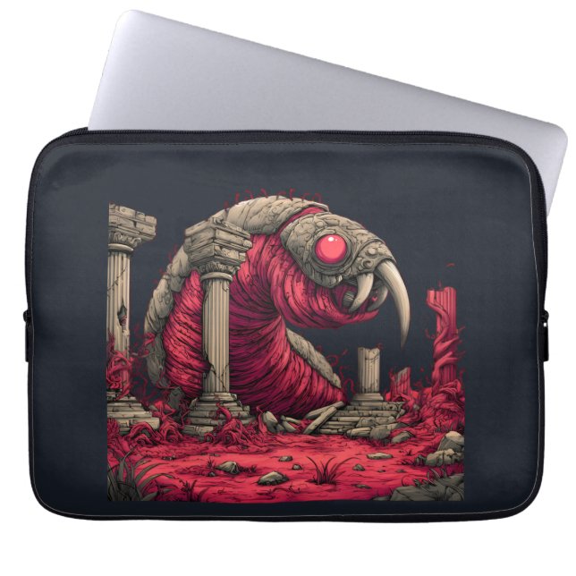 Capa Para Notebook Capinha de Laptop de Minhoca Alienígena Vermelha G (Frente)