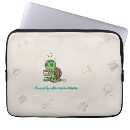 Capa Para Notebook Capinha de Laptop de Tartaruga Fofa Amante de Café