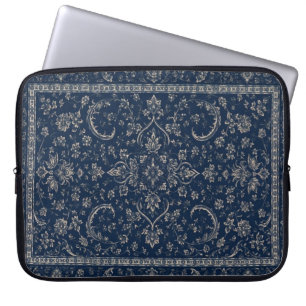 Capa Para Notebook Capinha de Laptop Floral Azul Marinho Persa