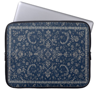 Capa Para Notebook Capinha de Laptop Floral Azul Marinho Persa