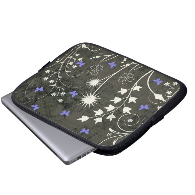 Capa Para Notebook Capinha de Laptop Floral e Borboleta (Frente Inferior)