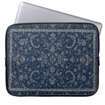 Capinha de Laptop Floral Persa Azul Marinho