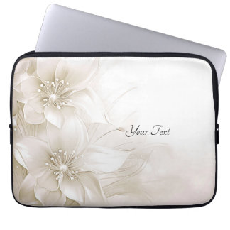 Capa Para Notebook Capinha de Laptop Flores Brancas Marfim