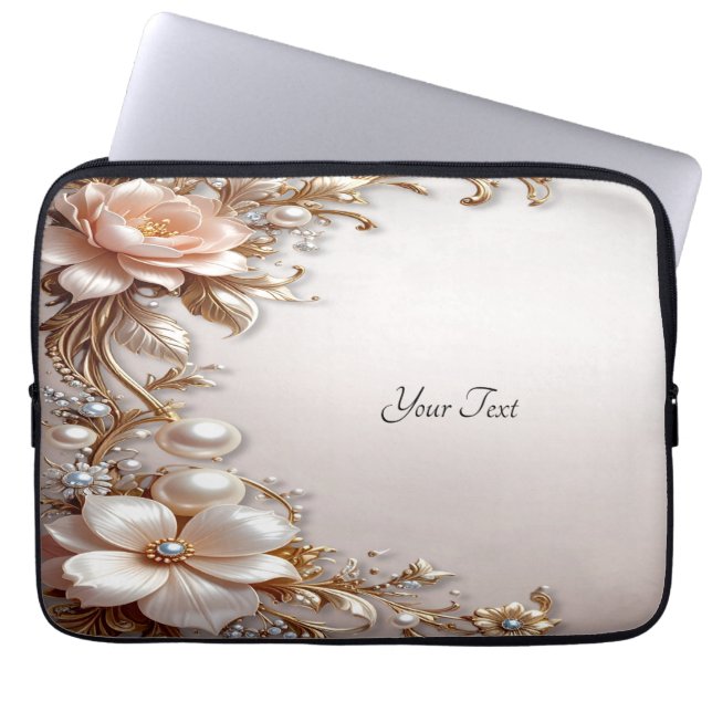 Capa Para Notebook Capinha de Laptop Flores Rosa Suave e Branco (Frente)
