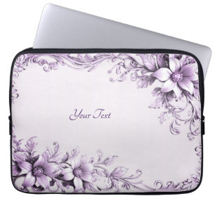 Capa Para Notebook Capinha de Laptop Flores Roxas Elegantes
