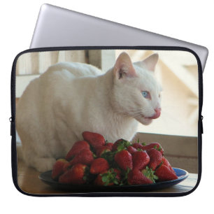 Capa Para Notebook Capinha de Laptop Gato & Morangos!