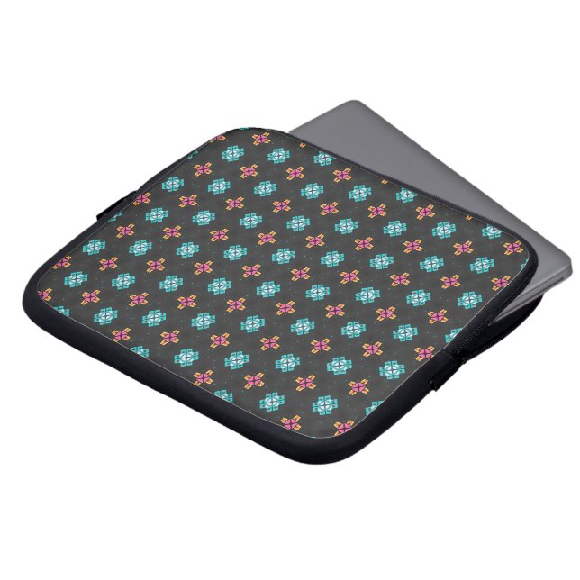 Capa Para Notebook Capinha de Laptop Geométrica Preta e Neon de Alto  (Frente Topo)