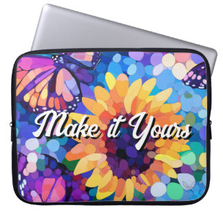 Capa Para Notebook Capinha de Laptop Girassol Borboleta Mosaico Color