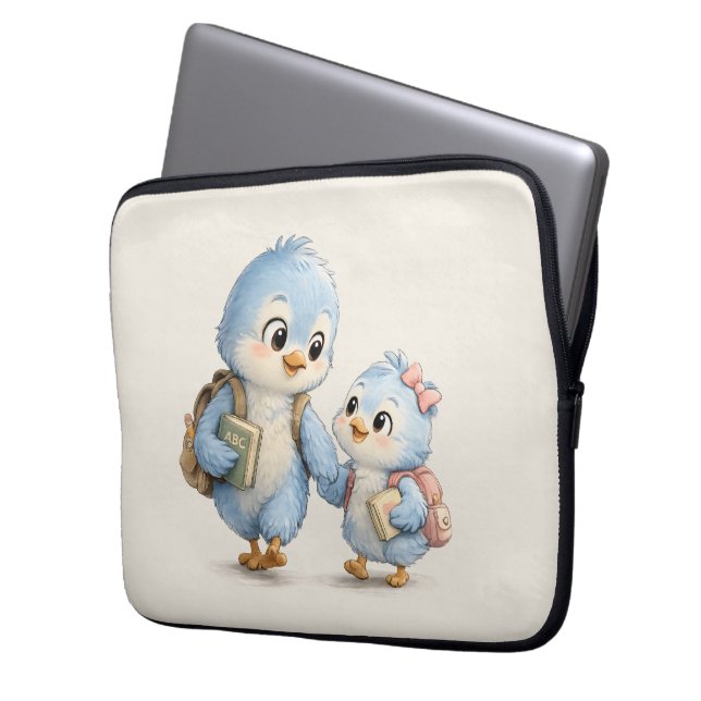 Capa Para Notebook Capinha de Laptop Irmãos Passarinho Azul (Frente Esquerda)