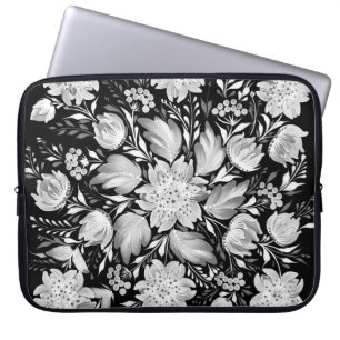 Capa Para Notebook Capinha de Laptop Monocromática Preto e Branco Fol