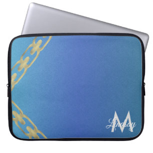 Capa Para Notebook Capinha de Laptop Monogramada Brilho Cadeia Dourad