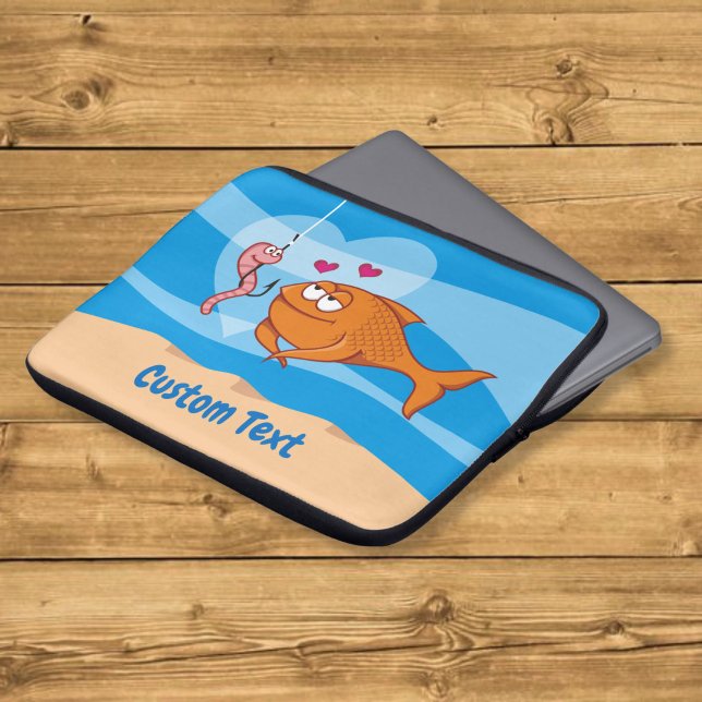 Capa Para Notebook Capinha de Laptop Peixe e Isca Apaixonados (Criador carregado)