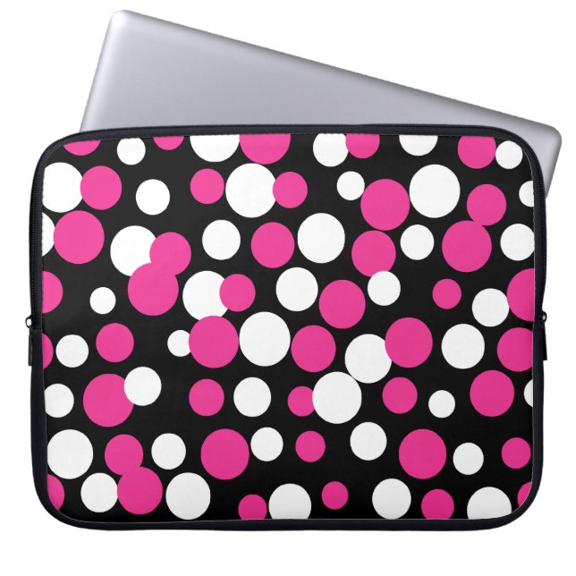 Capa Para Notebook Capinha de Laptop Pontos Rosa e Preto (Frente)